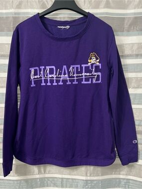 Champion East Carolina University Purple Pirates Long-Sleeve Crewneck Sweatshirt